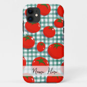 Personalized Tomato on Green Gingham Phone Case –  Case-Mate iPhoneケース (裏面)