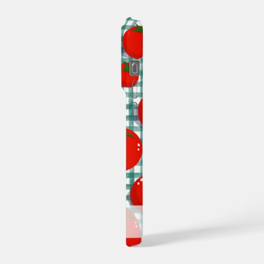 Personalized Tomato on Green Gingham Phone Case –  iPhoneケース (左側面)