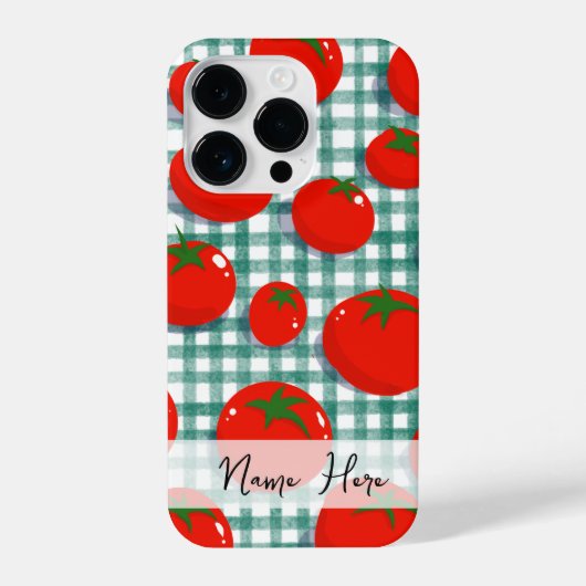 Personalized Tomato on Green Gingham Phone Case –  iPhoneケース (裏面)