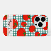 Personalized Tomato on Green Gingham Phone Case –  iPhoneケース (裏面横)