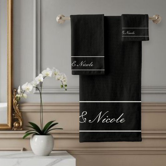 Personalized Towel Set, Elegant White, Classic バスタオルセット