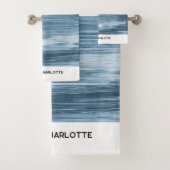 Personalized Towel Set, Shaded Blue Ombre, Elegant バスタオルセット (インサイチュ)