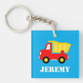 Personalized toy dump truck lorry kid's keychain キーホルダー (正面)