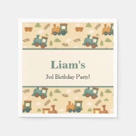 Personalized Train Birthday Party  スタンダードカクテルナプキン