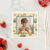 Personalized Train Birthday Photo スタンダードカクテルナプキン (インサイチュ)