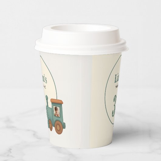 Personalized Train Photo Birthday Party 紙コップ (右)