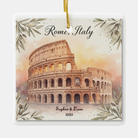 Personalized Travel Honeymoon or Vacation Keepsake セラミックオーナメント (正面)