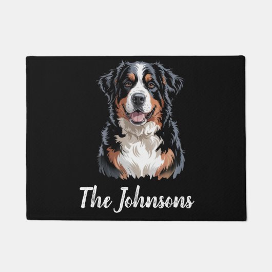 Personalized Trendy  Bernese Mountain Dog  ドアマット (正面)
