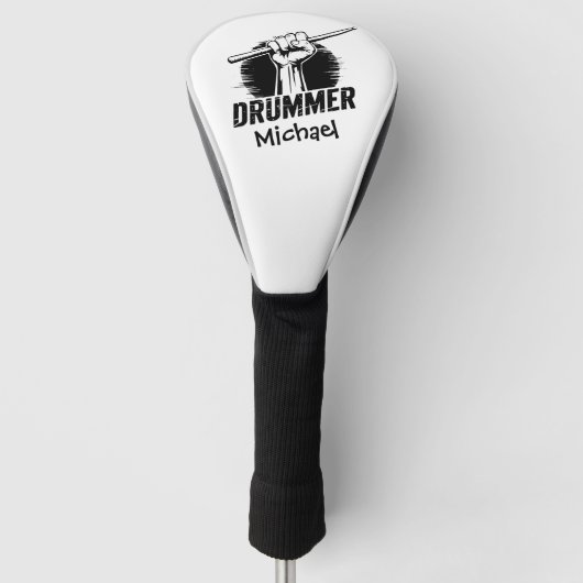 Personalized Trendy Drummer Fist With Drumsticks ゴルフヘッドカバー (正面)