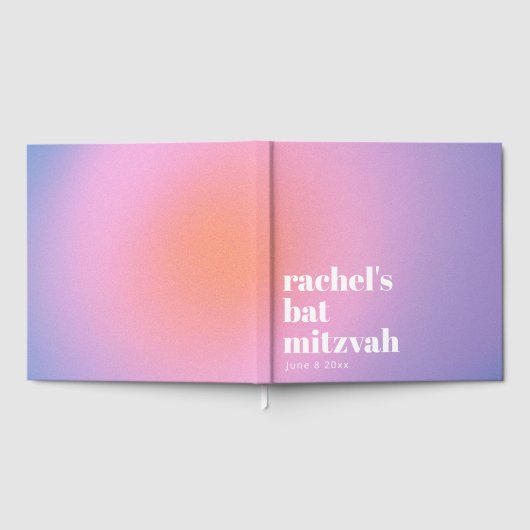 Personalized Trendy Lavender Purple Bat Mitzvah ゲストブック (全面)