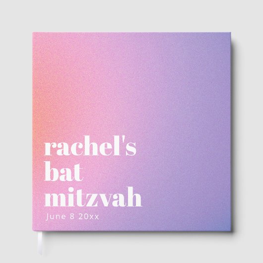 Personalized Trendy Lavender Purple Bat Mitzvah ゲストブック (正面)