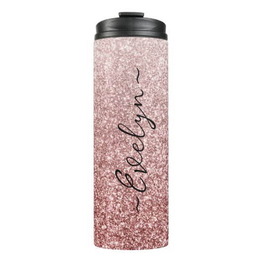 Personalized trendy rose gold glitter タンブラー (正面)