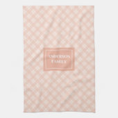 Personalized Trendy Towel Chic Coral Plaid Design キッチンタオル (縦)