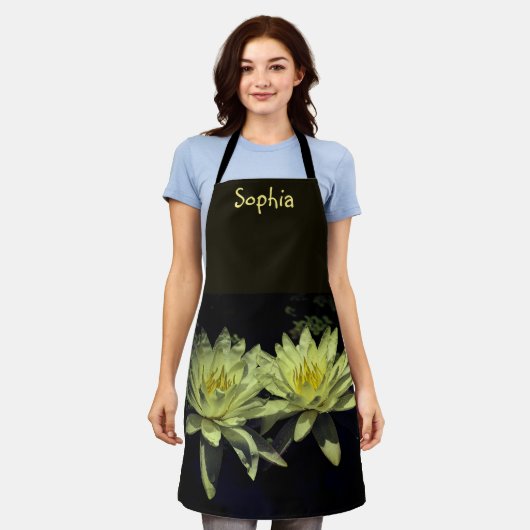 Personalized Tropic Flower Apron エプロン (着用した状態)