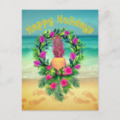 Personalized Tropical Christmas Holiday Pineapple ポストカード (正面)