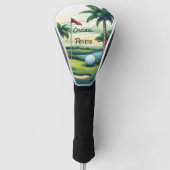 Personalized Tropical Island Golf Course Scene ゴルフヘッドカバー (正面)