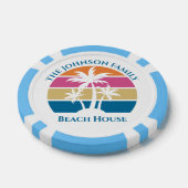 Personalized Tropical Palm Tree Sunset Beach House ポーカーチップ (シングル)