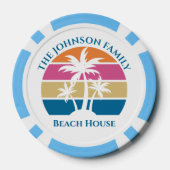 Personalized Tropical Palm Tree Sunset Beach House ポーカーチップ (裏面)