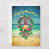 Personalized Tropical Pineapple Wreath Holiday シーズンカード (正面)