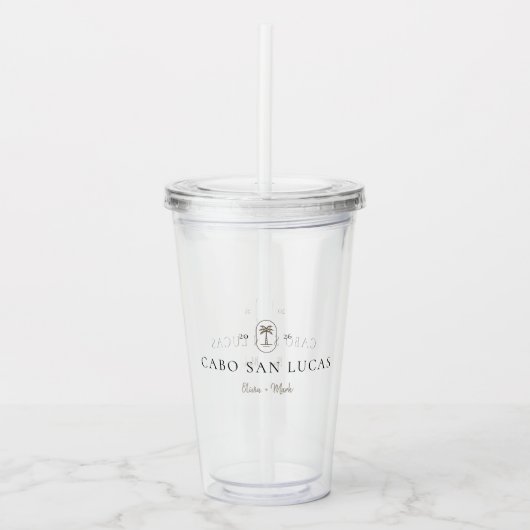 Personalized Tropical Wedding Destination Weekend アクリルタンブラー (正面)