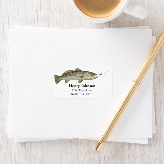 Personalized Trout Fishing Return Address ラベル (インサイチュ)
