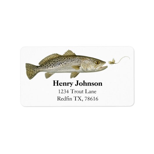 Personalized Trout Fishing Return Address ラベル (正面)