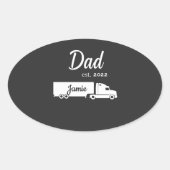 Personalized Trucker Dad Sticker with Semi Truck 楕円形シール (正面)