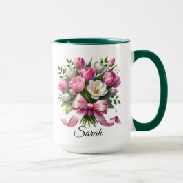 Personalized Tulip Floral Name Mug マグカップ