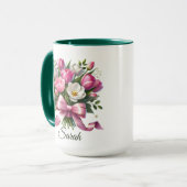 Personalized Tulip Floral Name Mug マグカップ (正面左)