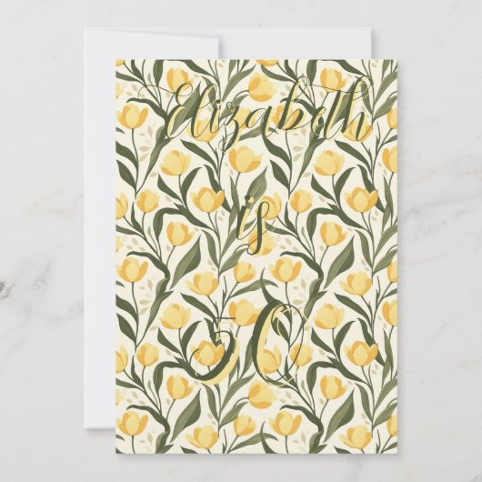 Personalized Tulip Themed Birthday 招待状 (裏面)