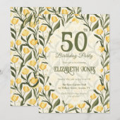 Personalized Tulip Themed Birthday 招待状 (正面/裏面)