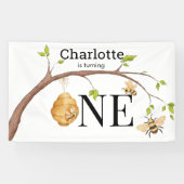 Personalized Turning One Bee Themed Birthday Party 横断幕 (横)