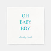 Personalized Turquoise Oh Baby Boy Shower Napkins スタンダードカクテルナプキン (正面)