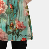 Personalized Turquoise Wood & Vintage Rose エプロン