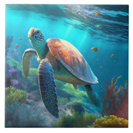 Personalized Turtle Image Classic Ceramic Art Tile タイル