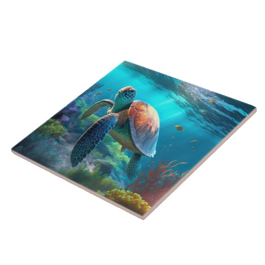 Personalized Turtle Image Classic Ceramic Art Tile タイル (側面)