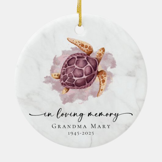 Personalized Turtle In Loving Memory Keepsake セラミックオーナメント (裏面)