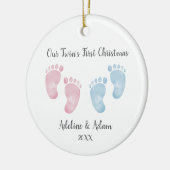 Personalized Twin Babies Footprint Ornament セラミックオーナメント (左)