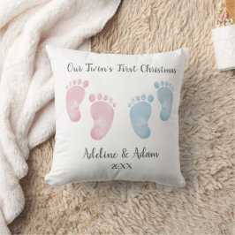 Personalized Twin Baby Footprint Pillow クッション