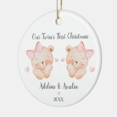 Personalized Twin Baby Girls Ornament セラミックオーナメント (左)