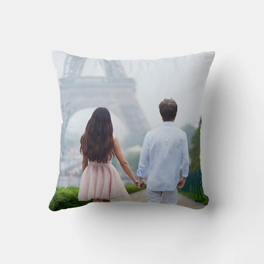 Personalized Two Photo Throw Pillow クッション (裏面)