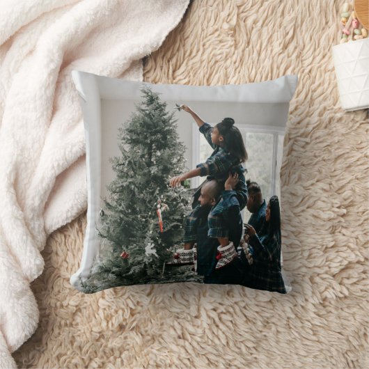 Personalized Two Sided Family Christmas Photo  クッション (ブランケット)
