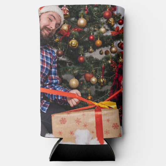 Personalized Two Sided Family Christmas Photo  スリム缶クーラー (正面)