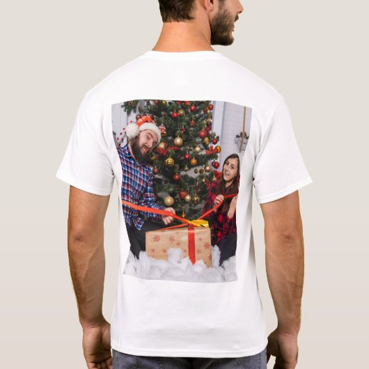 Personalized Two Sided Family Christmas Photo Tシャツ (裏面)