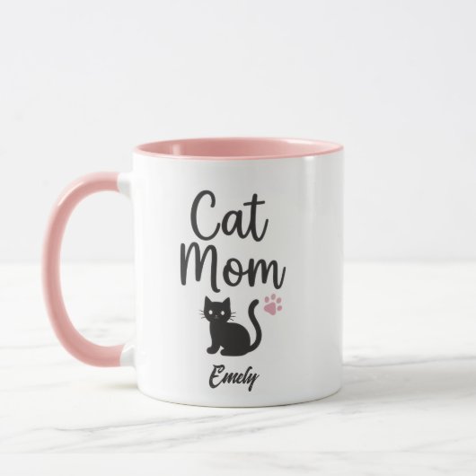 Personalized Two-Tone Cat Mom Mug マグカップ (左)