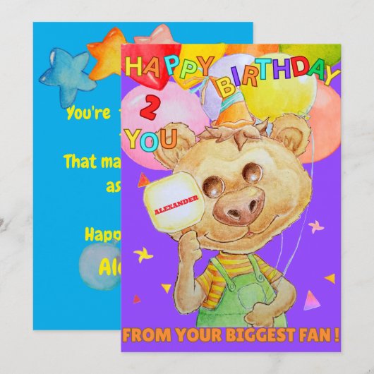 Personalized two years old birthday greeting card  シーズンカード (正面/裏面)