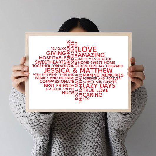 Personalized Typography Word Cloud for Couples ポスター