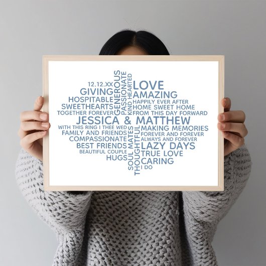 Personalized Typography Word Cloud for Couples ポスター