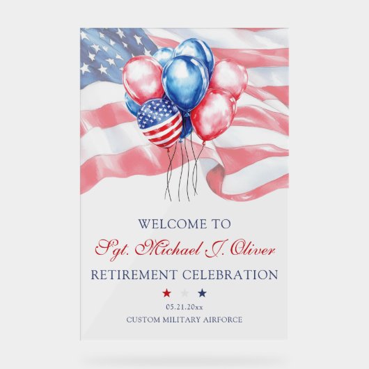 Personalized U.S. Military Retirement アクリルサイン (正面)