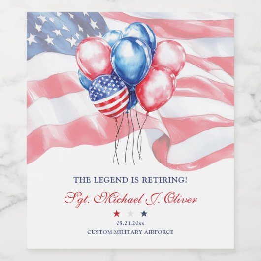 Personalized U.S. Military Retirement ワインラベル (シングルラベル)